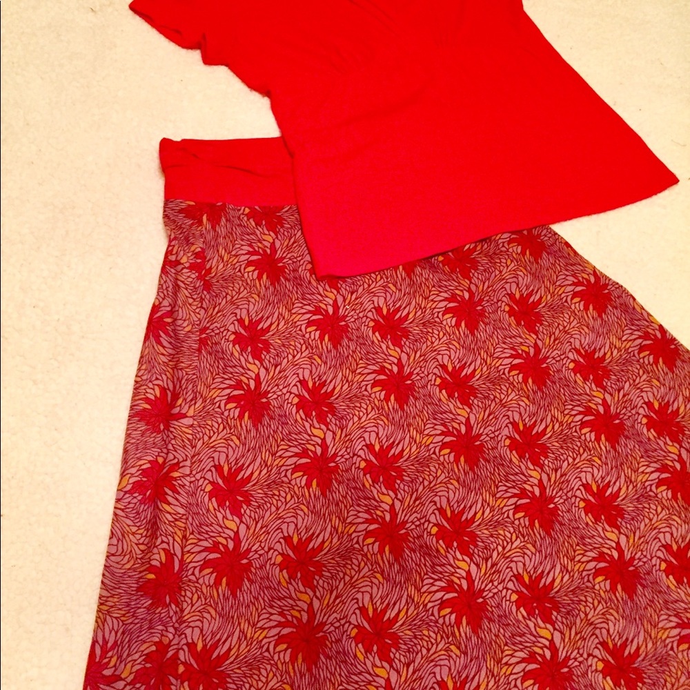 Bohemian red/lavender skirt